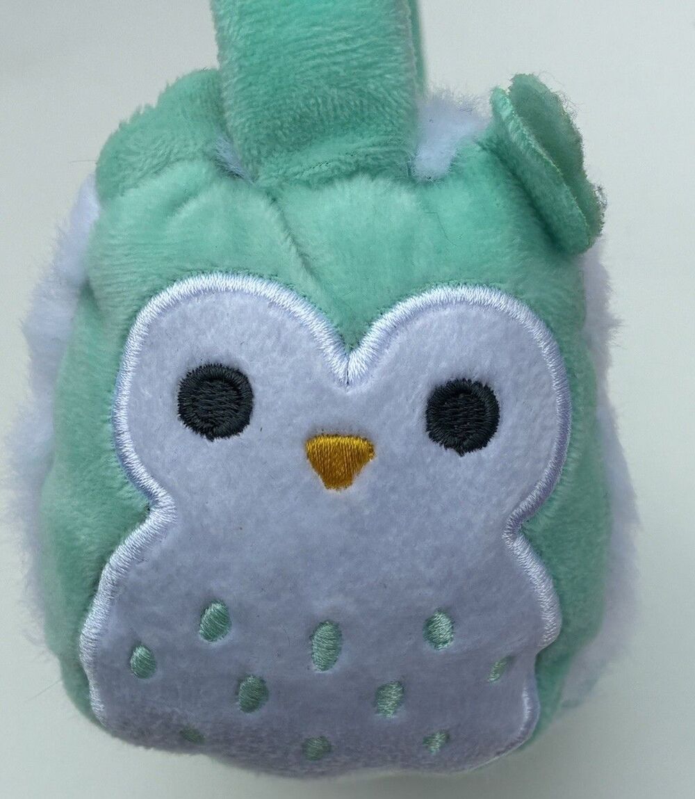 Squishmallows Owl Earmuffs Toddler Girls Teal White Plush Winter Warm